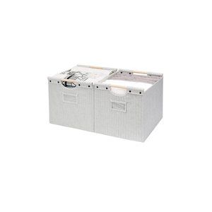 Closet Storage Bins Collapsible Fabric Baskets with Wooden Handles Jumbo 2 Pack
